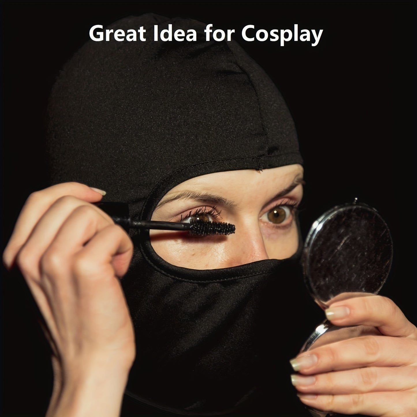 Pasamontañas transpirable negro de 3 piezas: protección UV y frescura en verano para ciclismo, motociclismo y esquí.