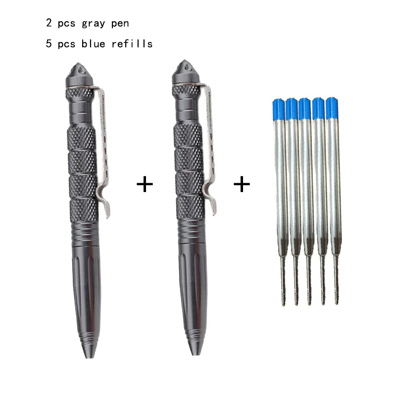 Juego de 2 bolígrafos tácticos con funciones de supervivencia