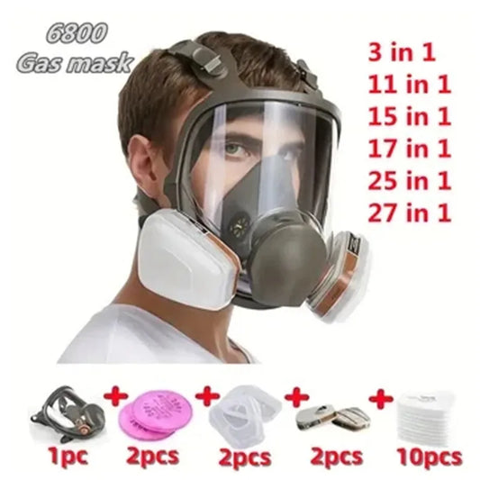 Respirador con máscara de gas: sistema de filtración 7 en 1