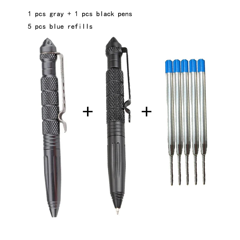 Juego de 2 bolígrafos tácticos con funciones de supervivencia